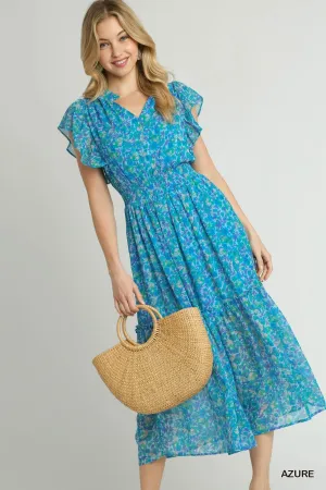 Lurex Metallic Floral Print Split Neck R